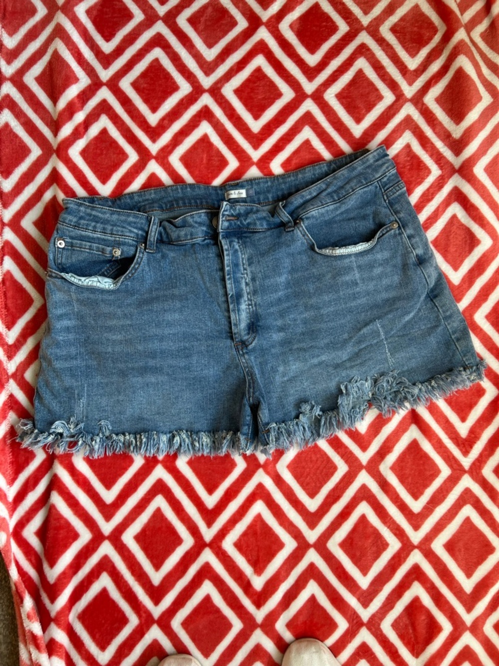 Yarn & Sea Denim Frayed Hem Women’s Shorts - Blue 16